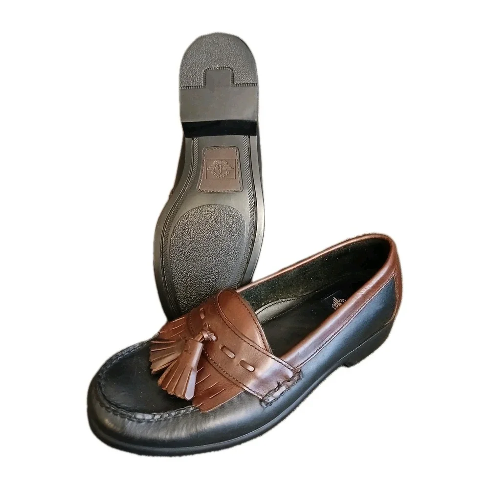 Dockers Men's Size 8.5 black brown leather tassel Loafers shoes Business New#996
